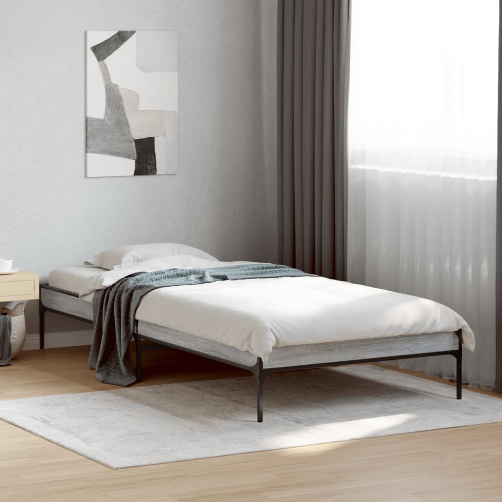 Bed Frame without Mattress Height 30 cm Length 190 cm Grey Sonoma 75 cm