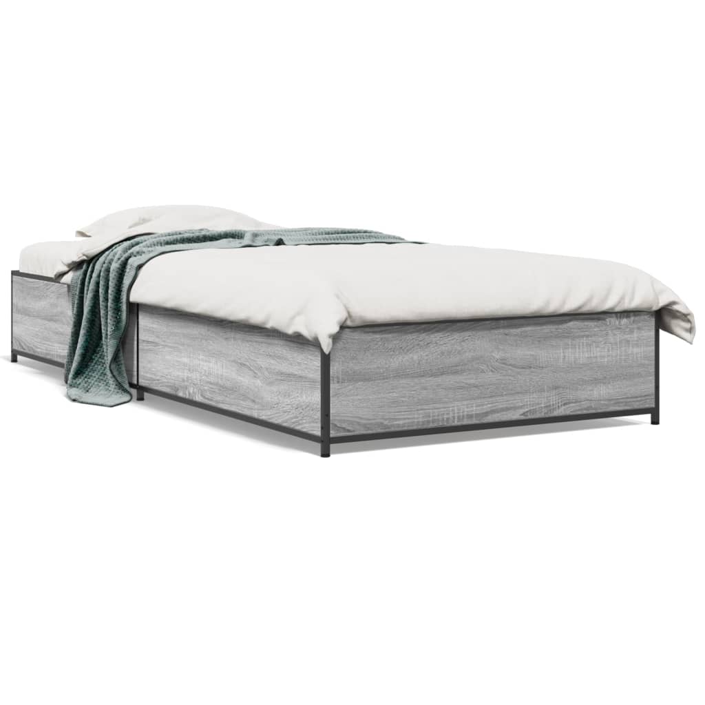 vidaXL Bed Frame without Mattress Grey Sonoma 100x200 cm 2
