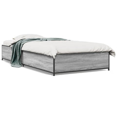 vidaXL Bed Frame without Mattress Grey Sonoma 100x200 cm 2