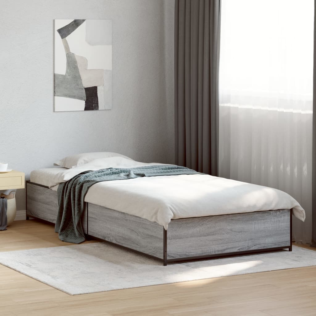 vidaXL Bed Frame without Mattress Grey Sonoma 100x200 cm 1