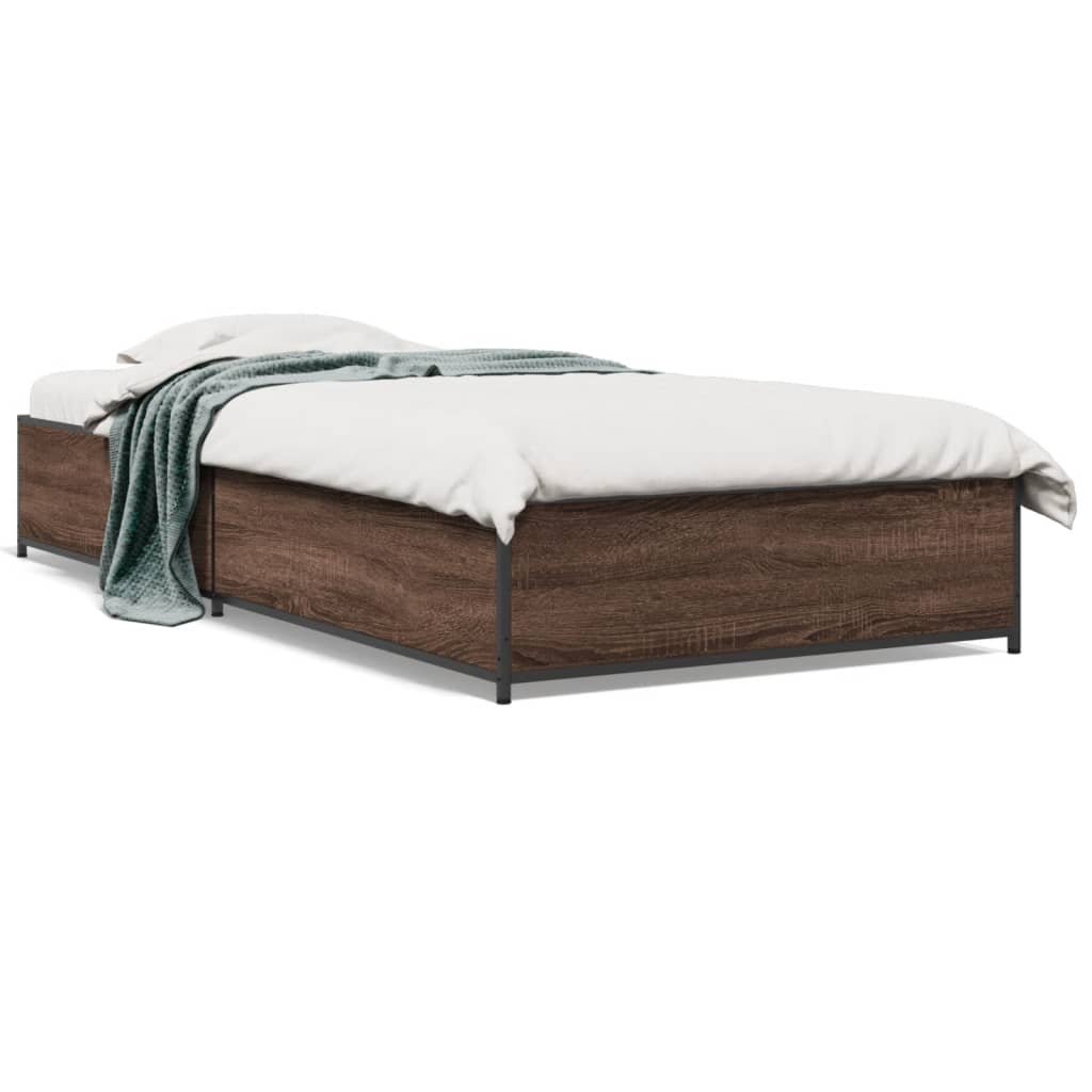 vidaXL Bed Frame without Mattress Brown Oak 75x190 cm Small Single 2