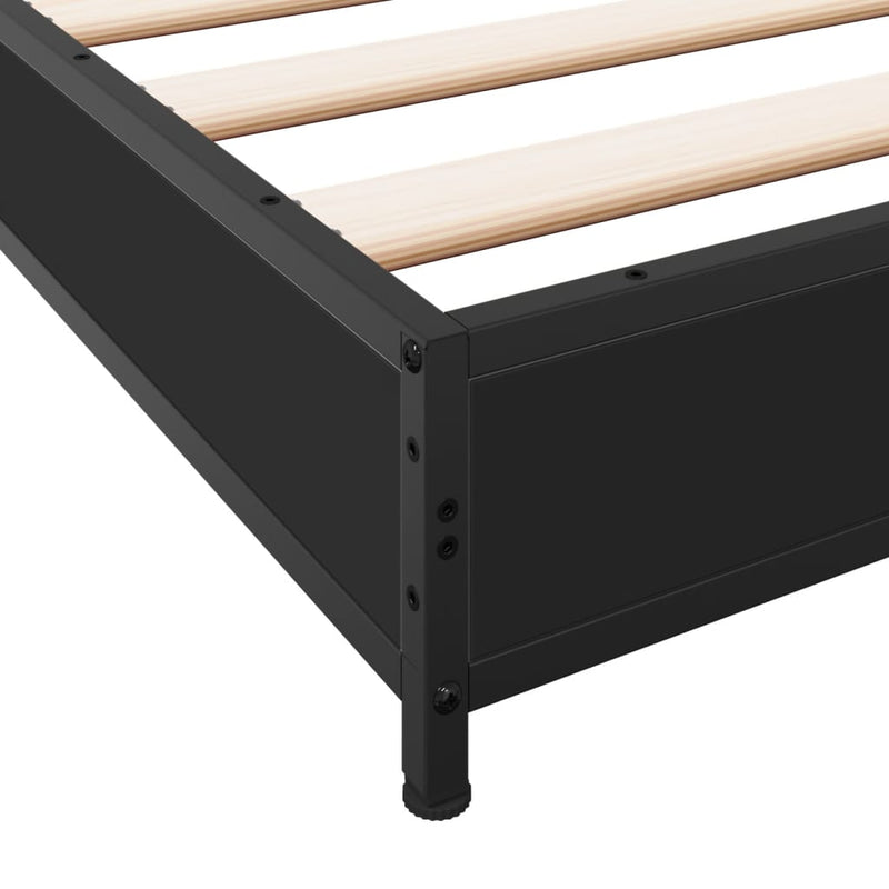 Bed Frame Black 140x200 cm Engineered Wood and Metal