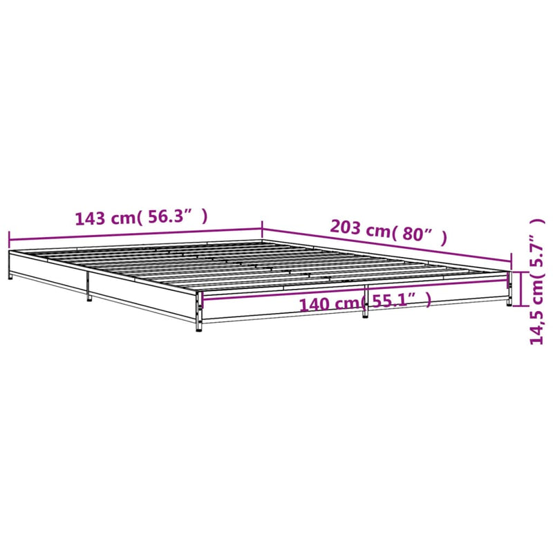 Bed Frame Black 140x200 cm Engineered Wood and Metal