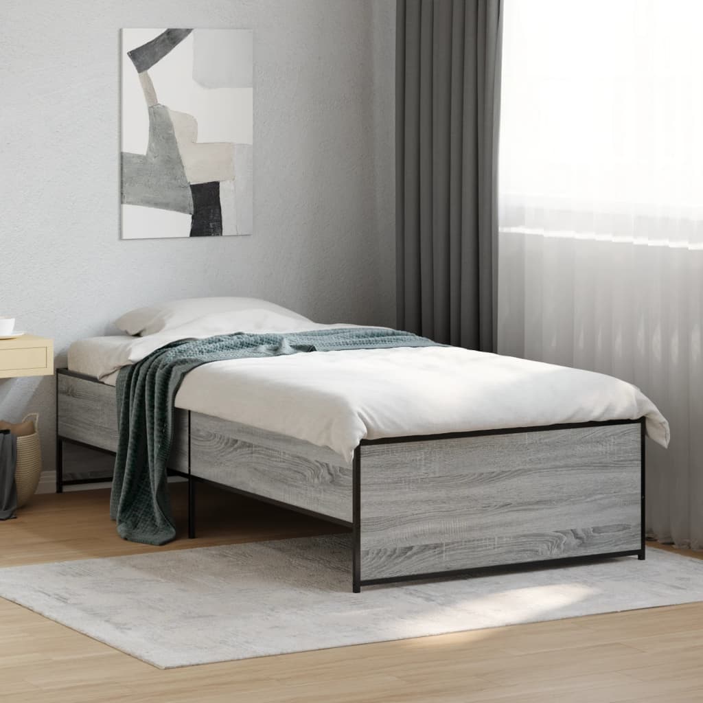 Bed Frame without Mattress Length 190 cm Grey Sonoma 90 cm