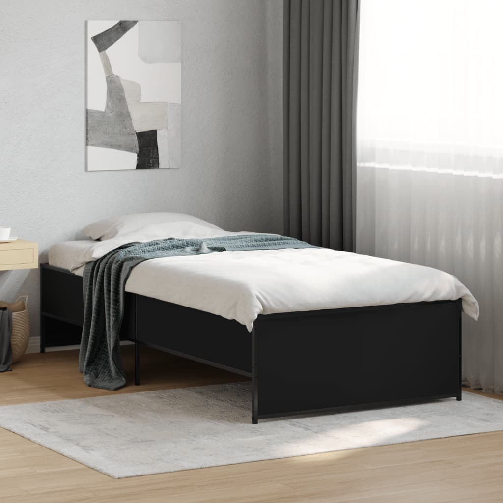 vidaXL Bed Frame without Mattress Black 75x190 cm Small Single 1