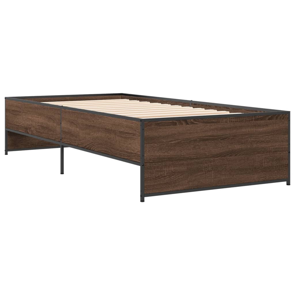 vidaXL Bed Frame without Mattress Brown Oak 75x190 cm Small Single 6