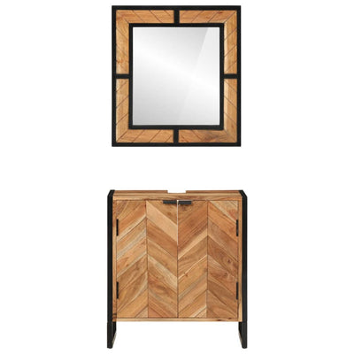 Conjunto de muebles de baño de 2 piezas de hierro y madera maciza de acacia