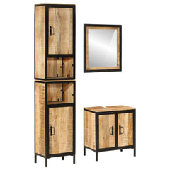 vidaXL 3 Piece Bathroom Furniture Set Iron and Solid Wood Mango 1