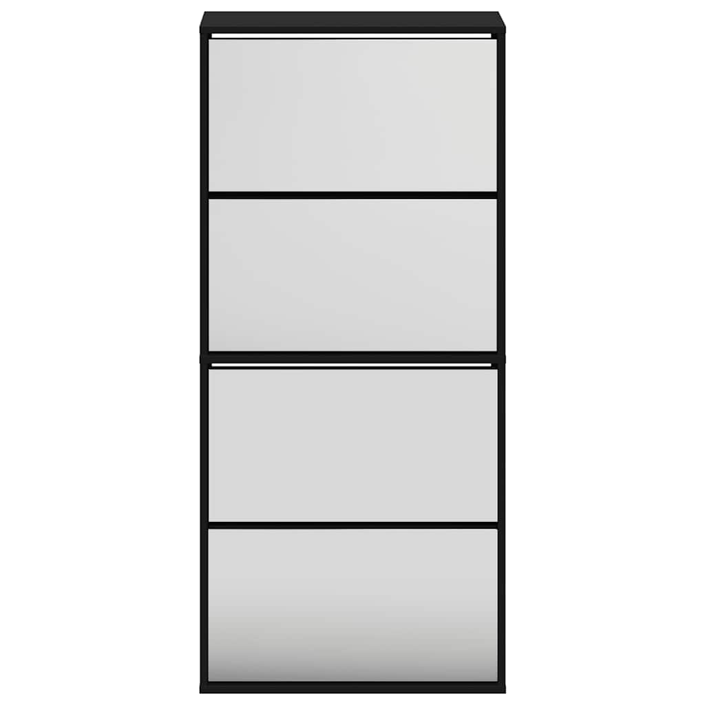 vidaXL Shoe Cabinet with Mirror 4-Layer Black 63x17x134 cm 5