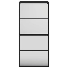 vidaXL Shoe Cabinet with Mirror 4-Layer Black 63x17x134 cm 5