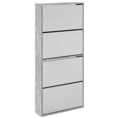 vidaXL Shoe Cabinet with Mirror 4-Layer Concrete Grey 63x17x134 cm 2
