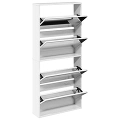 vidaXL Shoe Cabinet with Mirror 4-Layer High Gloss White 63x17x134 cm 3