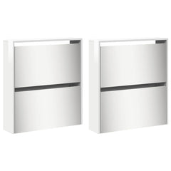 vidaXL Shoe Cabinet with Mirror 4-Layer High Gloss White 63x17x134 cm 4