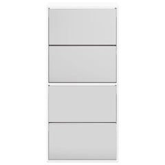 vidaXL Shoe Cabinet with Mirror 4-Layer High Gloss White 63x17x134 cm 5