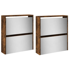 vidaXL Shoe Cabinet with Mirror 4-Layer Smoked Oak 63x17x134 cm 4