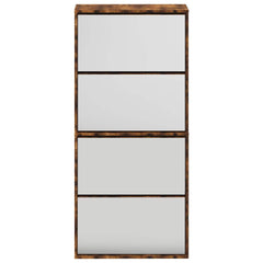 vidaXL Shoe Cabinet with Mirror 4-Layer Smoked Oak 63x17x134 cm 5