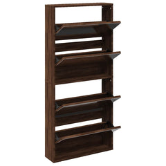 vidaXL Shoe Cabinet with Mirror 4-Layer Brown Oak 63x17x134 cm 3