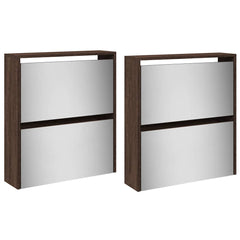 vidaXL Shoe Cabinet with Mirror 4-Layer Brown Oak 63x17x134 cm 4