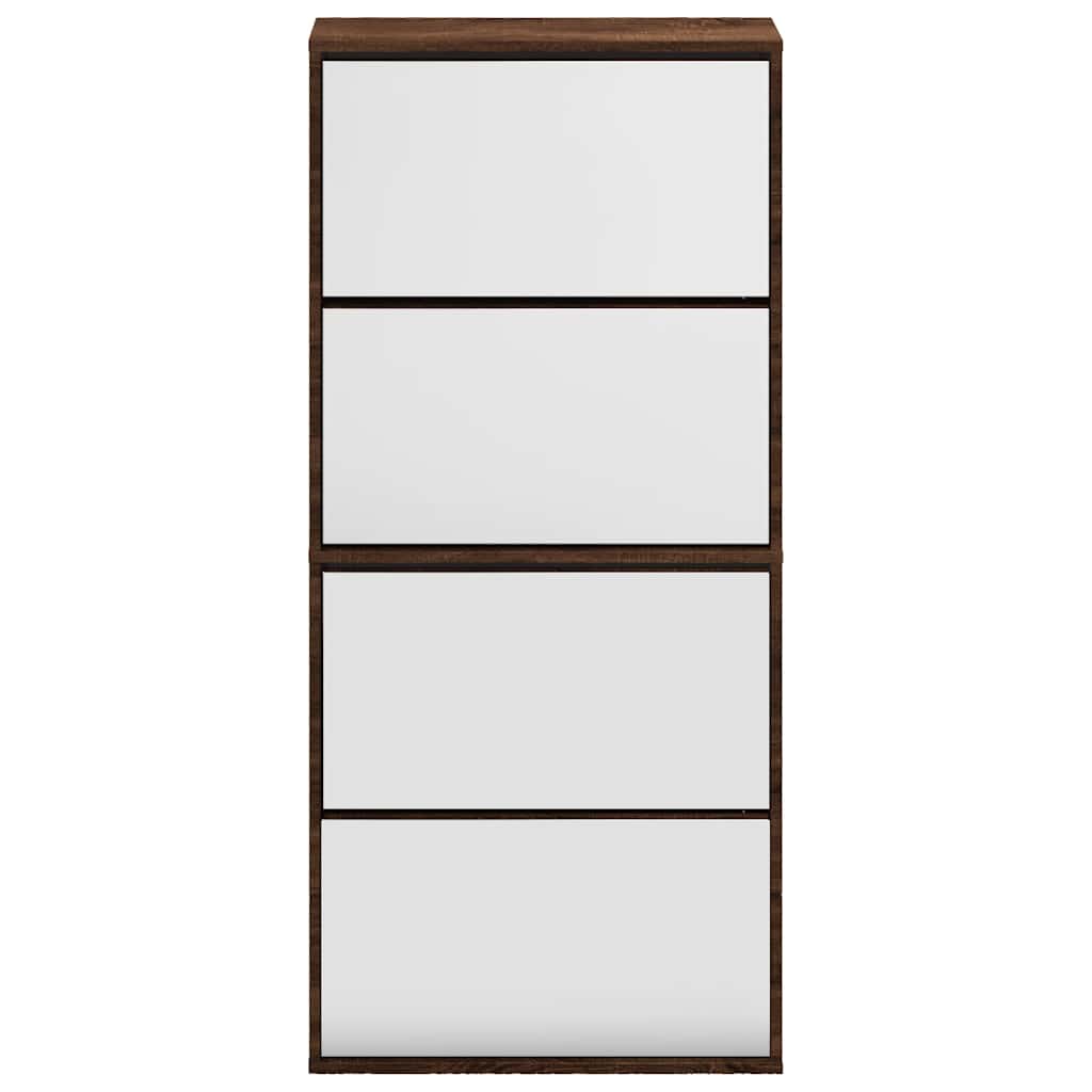 vidaXL Shoe Cabinet with Mirror 4-Layer Brown Oak 63x17x134 cm 5