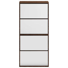 vidaXL Shoe Cabinet with Mirror 4-Layer Brown Oak 63x17x134 cm 5