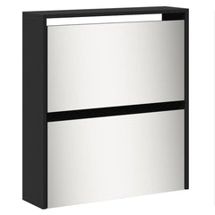 vidaXL Shoe Cabinet with Mirror 5-Layer Black 63x17x169.5 cm 5