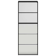 vidaXL Shoe Cabinet with Mirror 5-Layer Black 63x17x169.5 cm 6