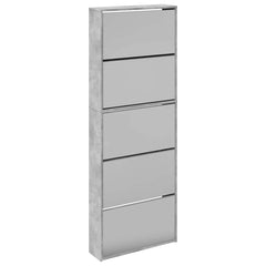 vidaXL Shoe Cabinet with Mirror 5-Layer Concrete Grey 63x17x169.5 cm 2