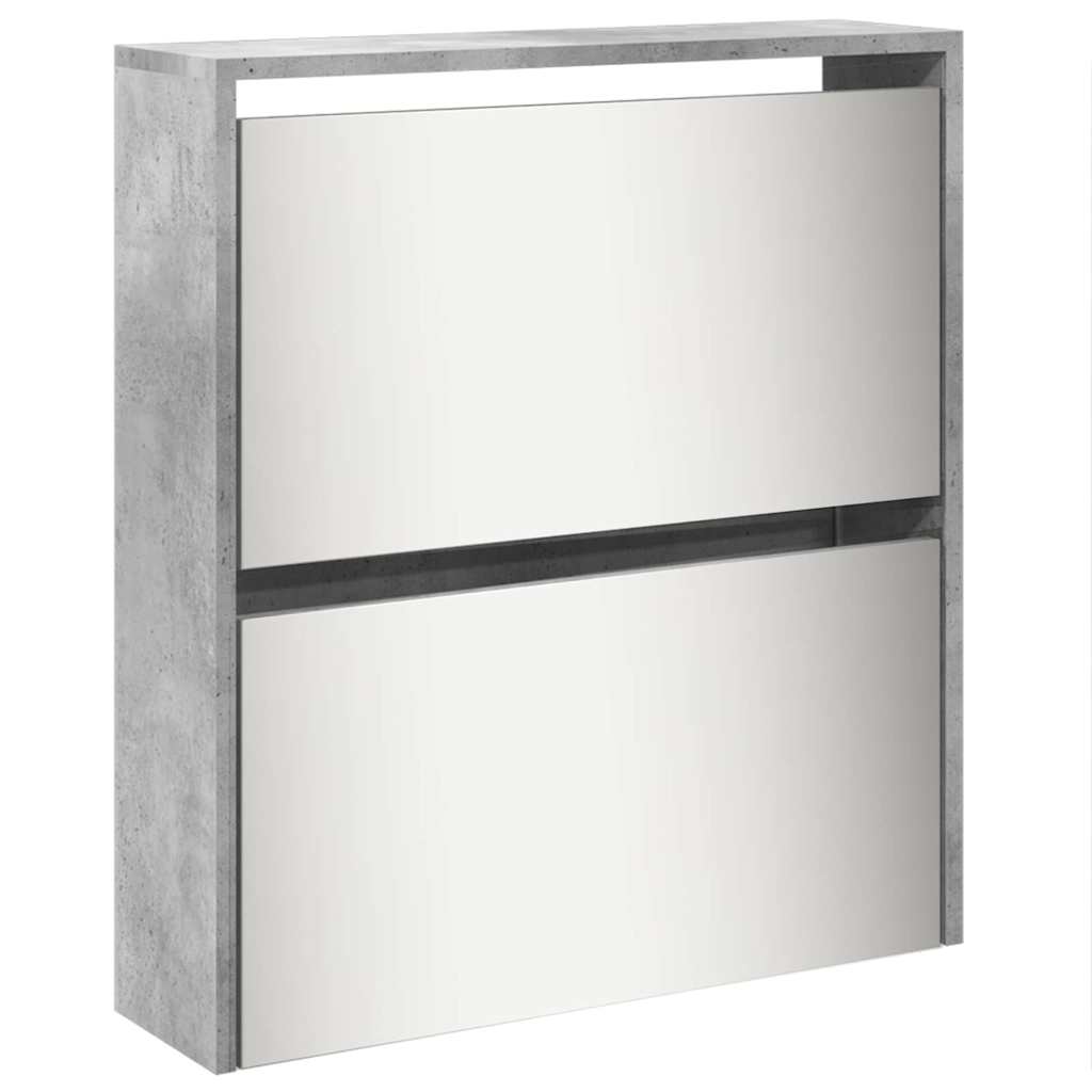 vidaXL Shoe Cabinet with Mirror 5-Layer Concrete Grey 63x17x169.5 cm 5