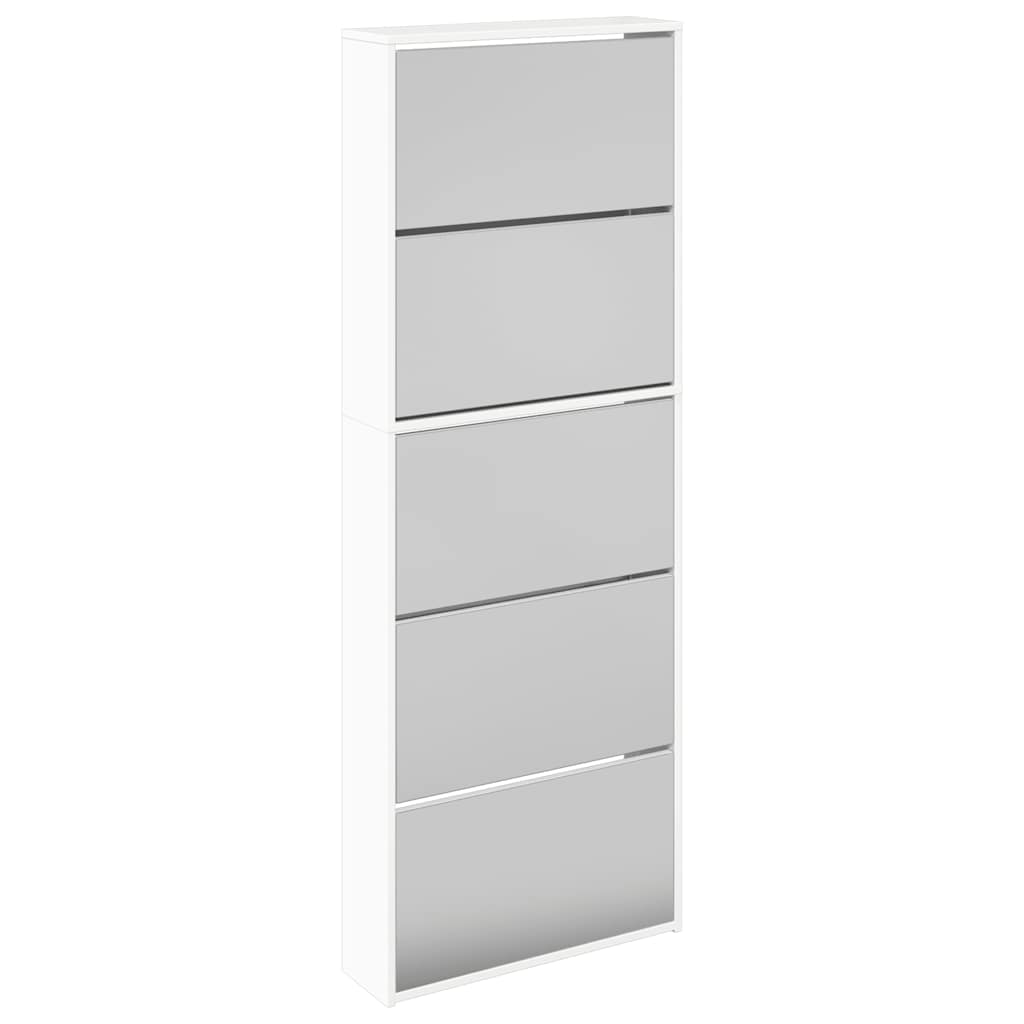 vidaXL Shoe Cabinet with Mirror 5-Layer High Gloss White 63x17x169.5 cm 2