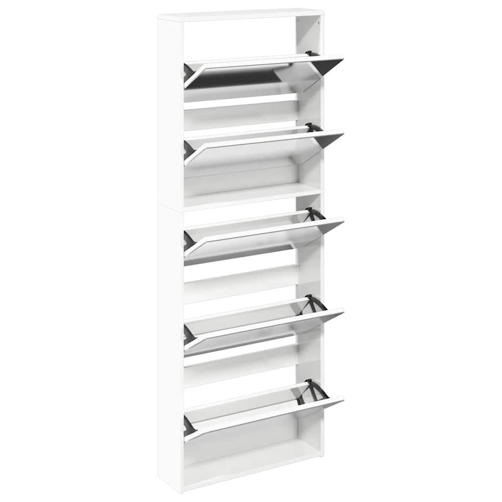 vidaXL Shoe Cabinet with Mirror 5-Layer High Gloss White 63x17x169.5 cm 3
