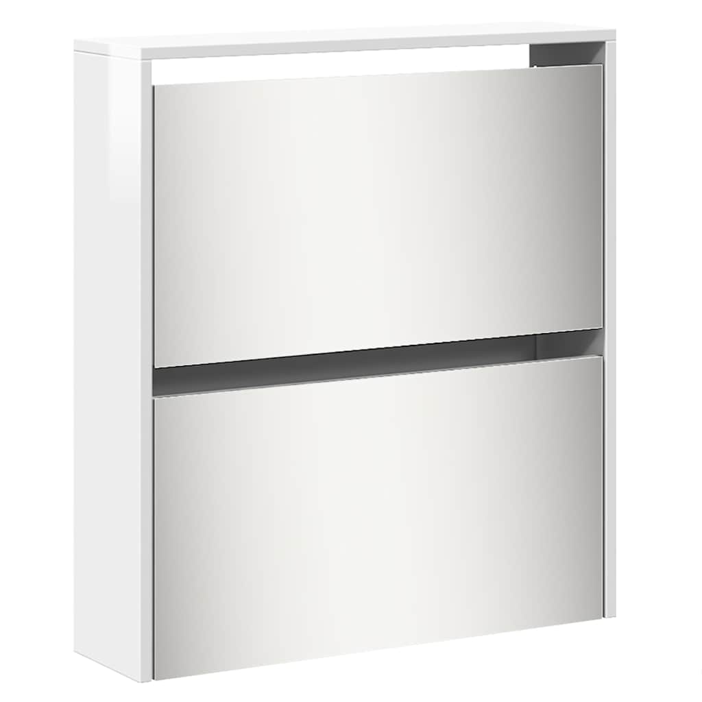 vidaXL Shoe Cabinet with Mirror 5-Layer High Gloss White 63x17x169.5 cm 5