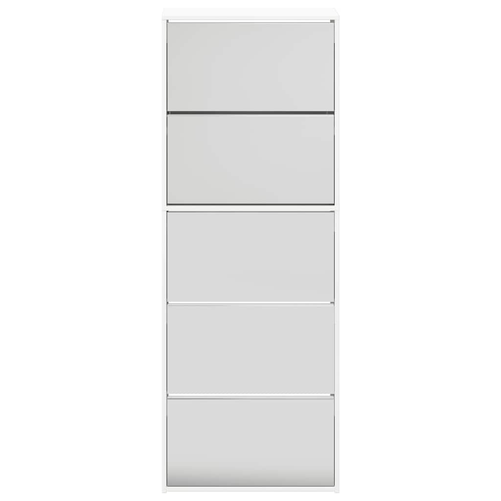 vidaXL Shoe Cabinet with Mirror 5-Layer High Gloss White 63x17x169.5 cm 6