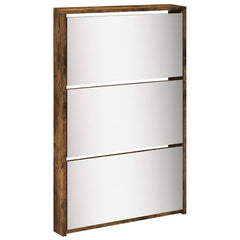 vidaXL Shoe Cabinet with Mirror 5-Layer Smoked Oak 63x17x169.5 cm 4