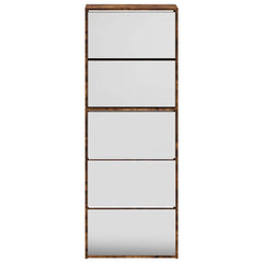 vidaXL Shoe Cabinet with Mirror 5-Layer Smoked Oak 63x17x169.5 cm 6