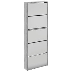vidaXL Shoe Cabinet with Mirror 5-Layer Grey Sonoma 63x17x169.5 cm 2