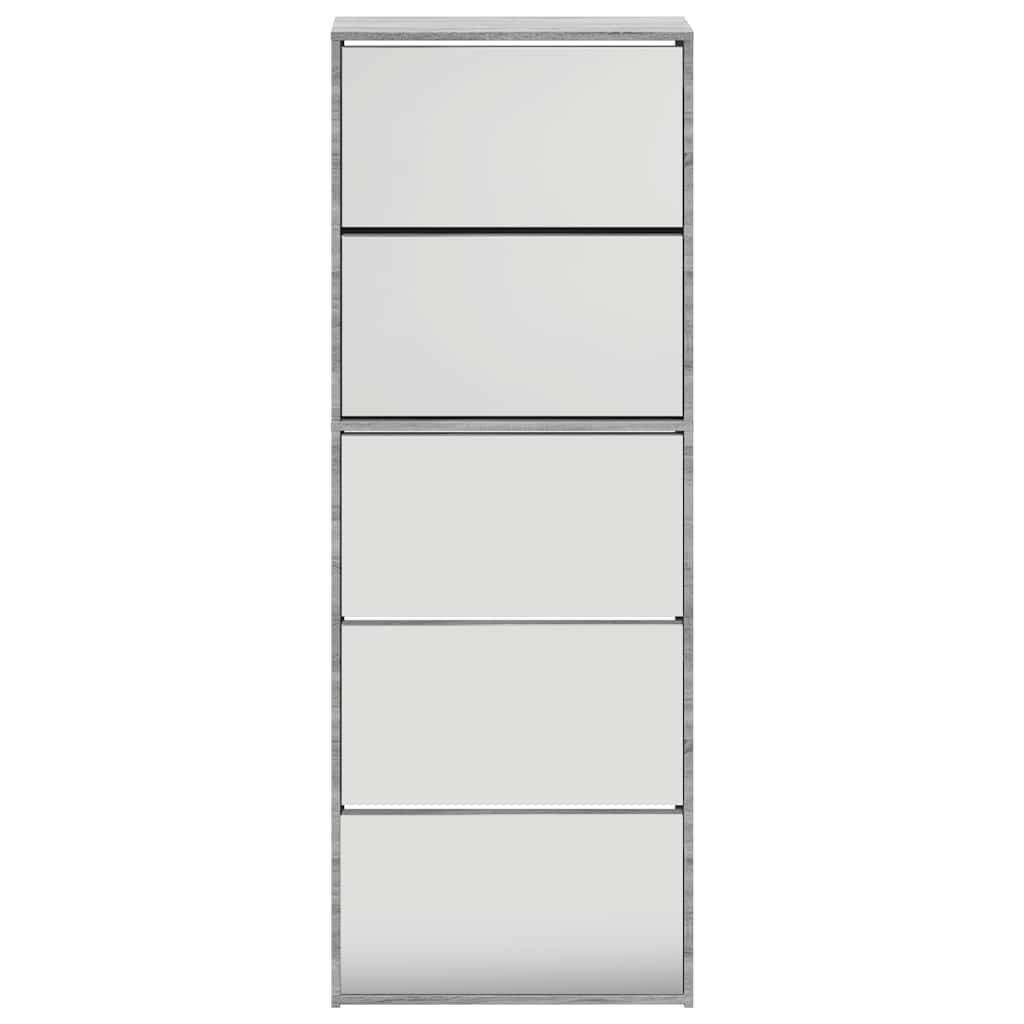 vidaXL Shoe Cabinet with Mirror 5-Layer Grey Sonoma 63x17x169.5 cm 6