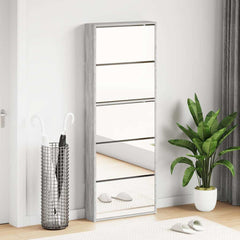 vidaXL Shoe Cabinet with Mirror 5-Layer Grey Sonoma 63x17x169.5 cm 1