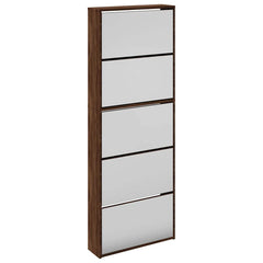 vidaXL Shoe Cabinet with Mirror 5-Layer Brown Oak 63x17x169.5 cm 2