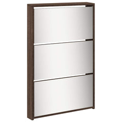 vidaXL Shoe Cabinet with Mirror 5-Layer Brown Oak 63x17x169.5 cm 4