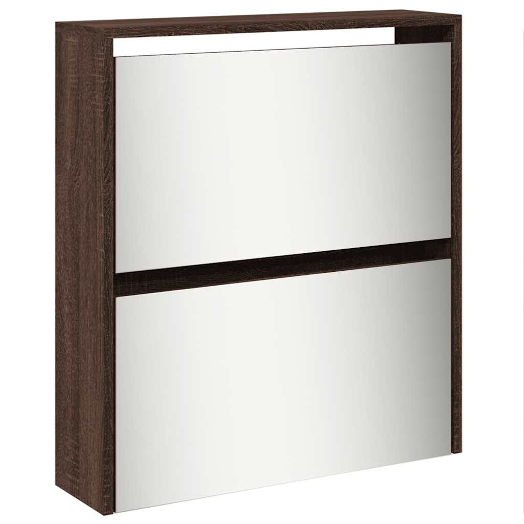 vidaXL Shoe Cabinet with Mirror 5-Layer Brown Oak 63x17x169.5 cm 5