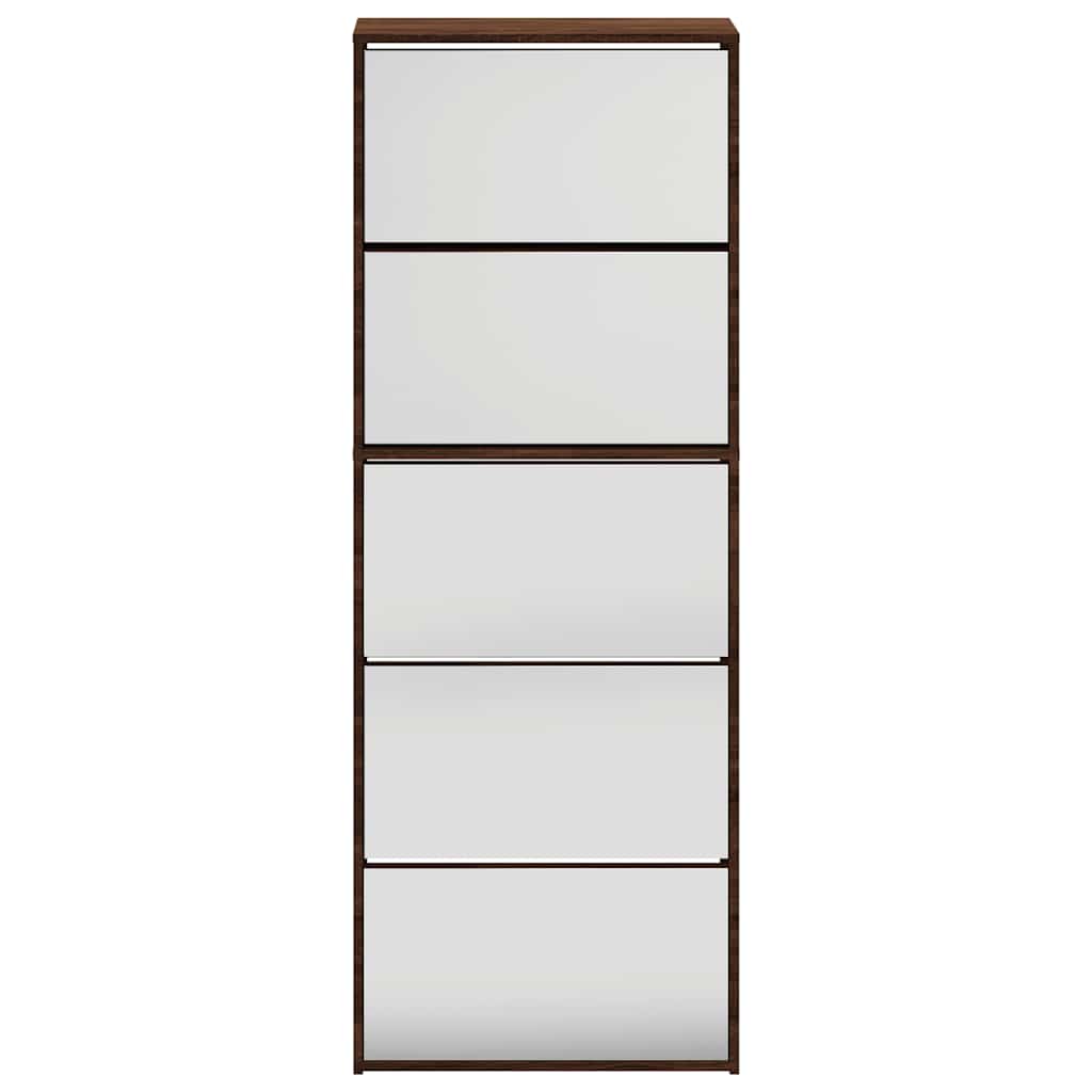 vidaXL Shoe Cabinet with Mirror 5-Layer Brown Oak 63x17x169.5 cm 6