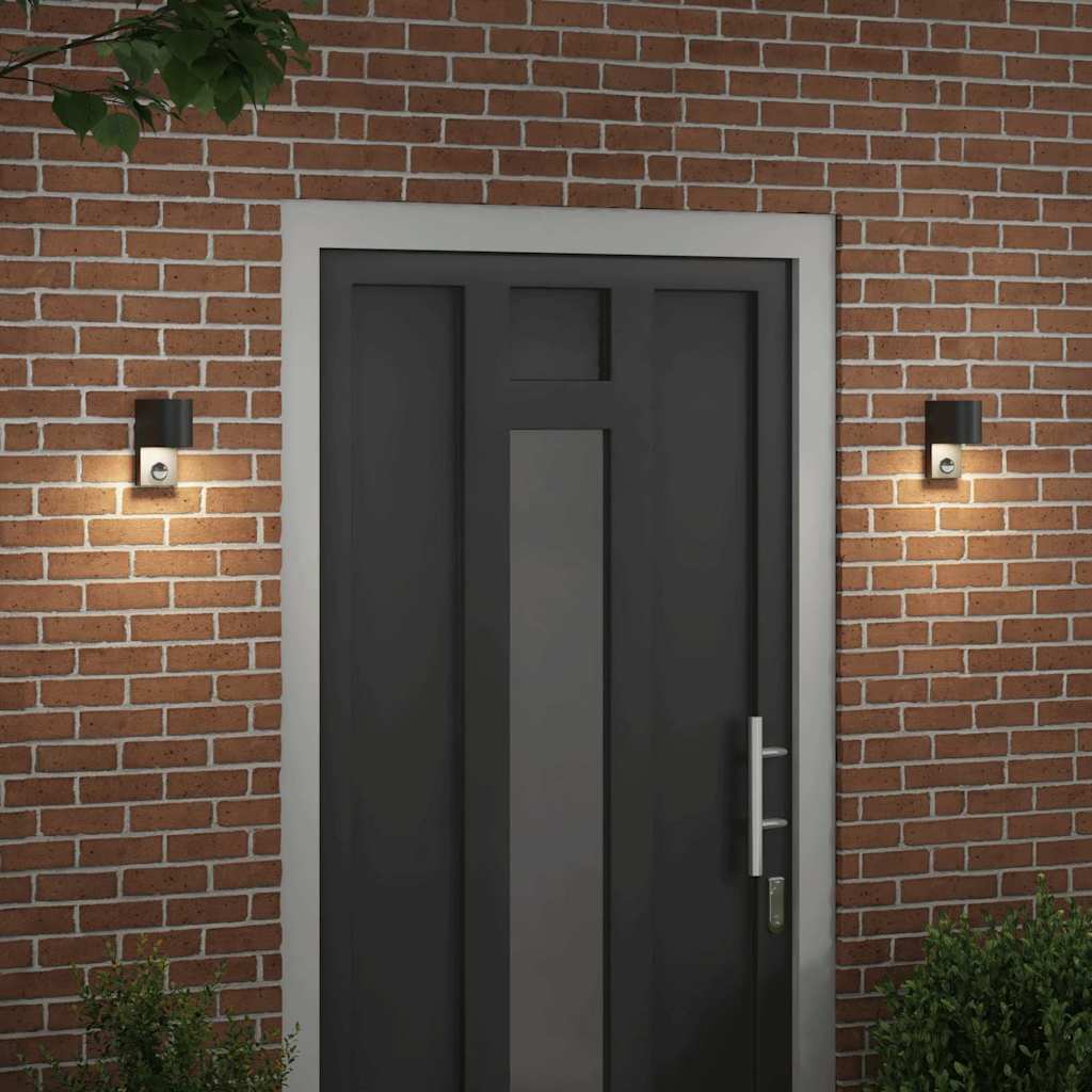 vidaXL Outdoor Wall Light 2 pcs Black 12 x 7 x 15 cm Stainless Steel 3