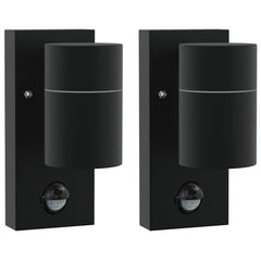 vidaXL Outdoor Wall Light 2 pcs Black 6.5 x 10.5 x 16 cm 2