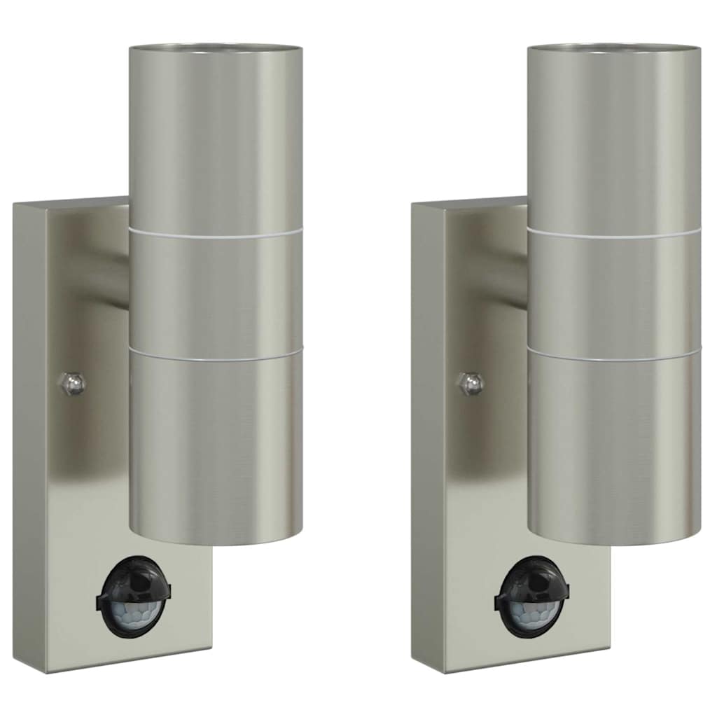 vidaXL Outdoor Wall Light 2 pcs Silver 7 x 10 x 22 cm 2