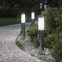 vidaXL Bollard Lights with Sensor&Outlet 3pcs 50 cm Stainless Steel IP44 1