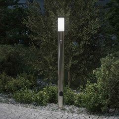 vidaXL Bollard Light with Sensor&Outlet 110 cm Stainless Steel IP44 1