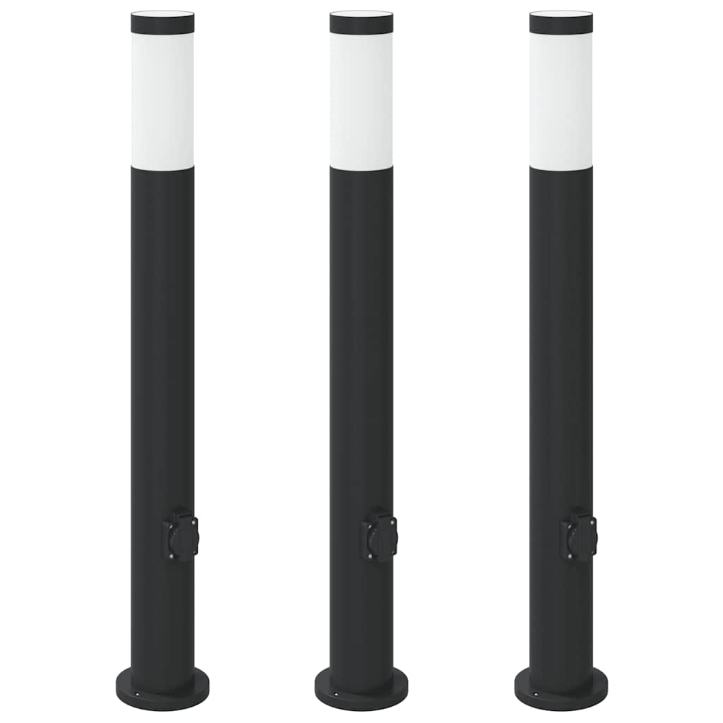 vidaXL Bollard Lights with Outlet 3pcs 80 cm Stainless Steel IP44 2