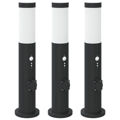 vidaXL Bollard Lights with Sensor&Outlet 3pcs 50 cm Stainless Steel IP44 2