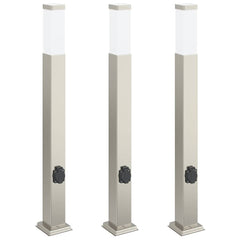 vidaXL Bollard Lights with Outlet 3 pcs 80 cm Stainless Steel IP44 2