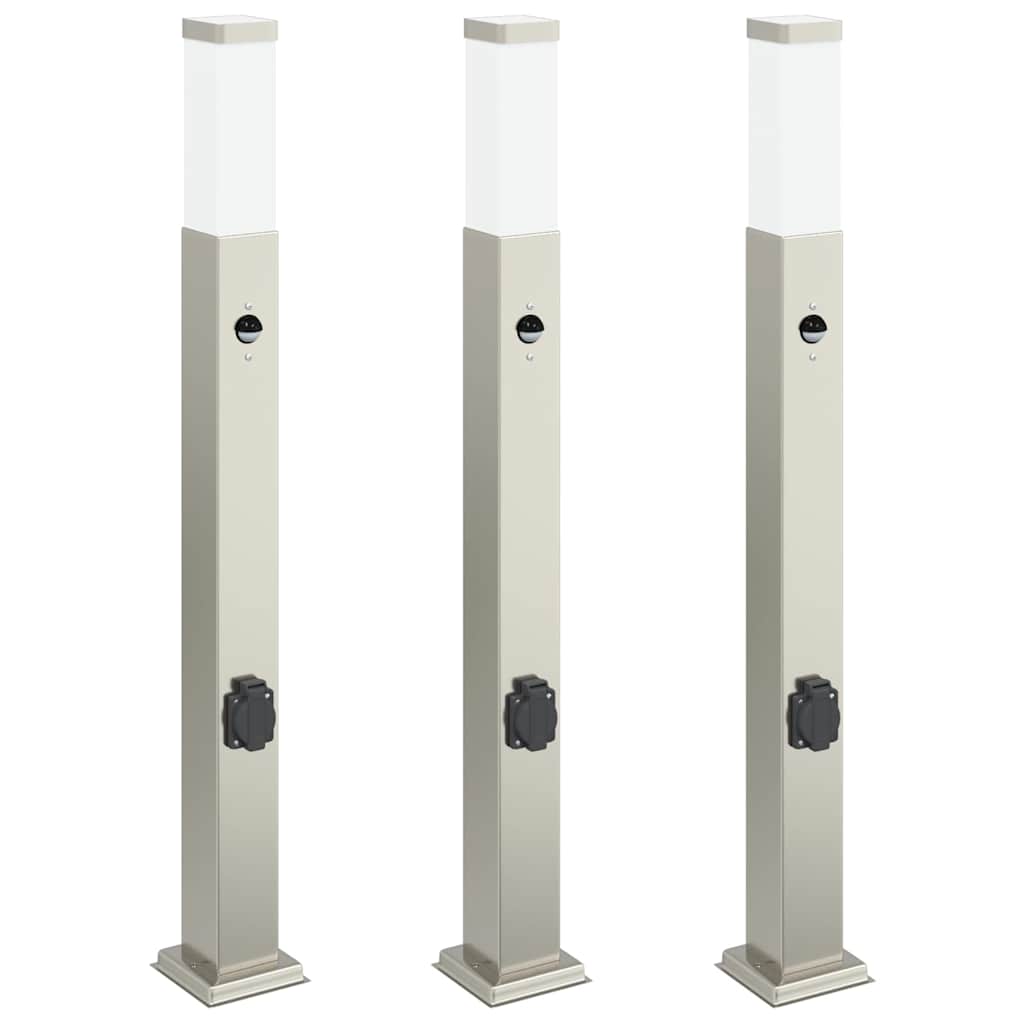 vidaXL Bollard Lights with Sensor&Outlet 3 pcs 80 cm 2